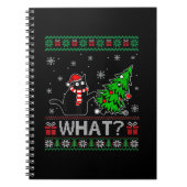 Kat Wat Grappig Zwart Kat Pushing Kerstboom Notitieboek (Voorkant)