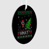 Kat Wat Grappig Zwart Kat Pushing Kerstboom Ornament (voorkant)