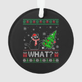 Kat Wat Grappig Zwart Kat Pushing Kerstboom Ornament (achterkant)