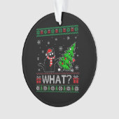 Kat Wat Grappig Zwart Kat Pushing Kerstboom Ornament (voorkant)