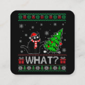 Kat Wat Grappig Zwart Kat Pushing Kerstboom Vierkante Visitekaartje (Achterkant)