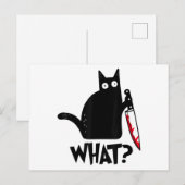 Kat wat grappig zwart kat Shirt moorddadig kat met Briefkaart (Voorkant / Achterkant)
