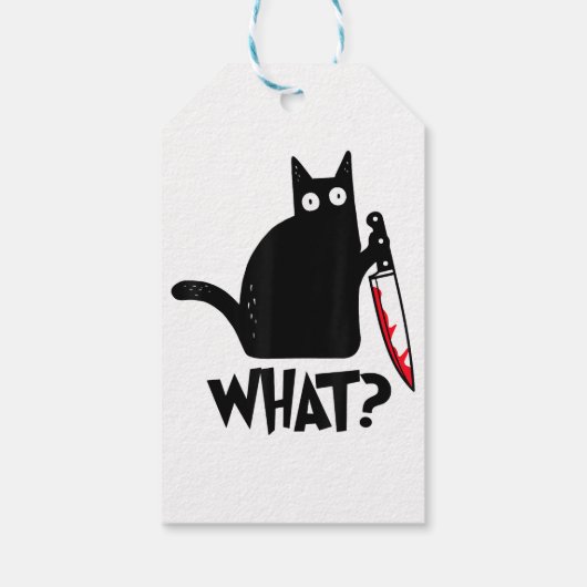 Kat wat grappig zwart kat Shirt moorddadig kat met Cadeaulabel (Achterkant)