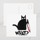 Kat wat grappig zwart kat Shirt moorddadig kat met Feestdagenkaart (Voorkant / Achterkant)