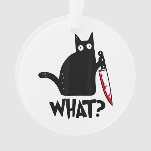 Kat wat grappig zwart kat Shirt moorddadig kat met Ornament (voorkant)