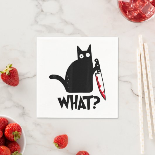 Kat wat grappig zwart kat Shirt moorddadig kat met Servet (Insitu)