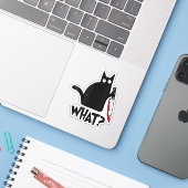 Kat wat grappig zwart kat Shirt moorddadig kat met Sticker (Laptop met iPhone)
