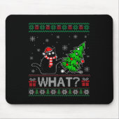 Kat wat grappig zwarte kat die met kerstbomen rond muismat (Voorkant)