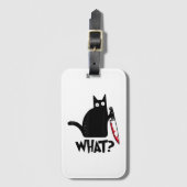 Kat Wat_ Grappige Zwarte Kat Bagagelabel (Voorkant (verticaal))