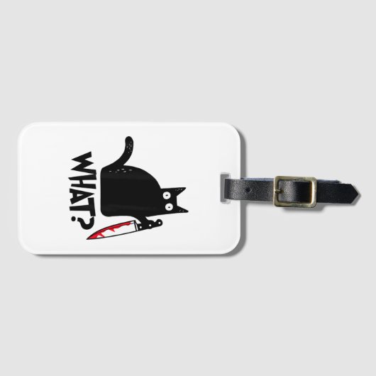 Kat Wat_ Grappige Zwarte Kat Bagagelabel (Voorkant (horizontaal))