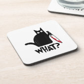Kat Wat_ Grappige Zwarte Kat Bier Onderzetter (Linkerzijde)