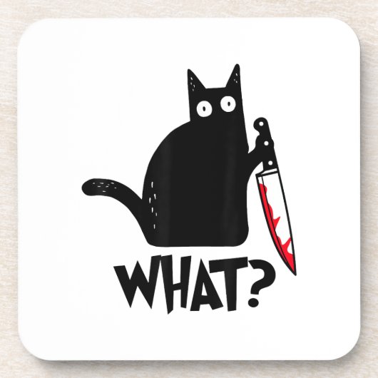 Kat Wat_ Grappige Zwarte Kat Bier Onderzetter (Voorkant)