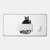 Kat Wat_ Grappige Zwarte Kat Bureaumat (Keyboard & Muis)