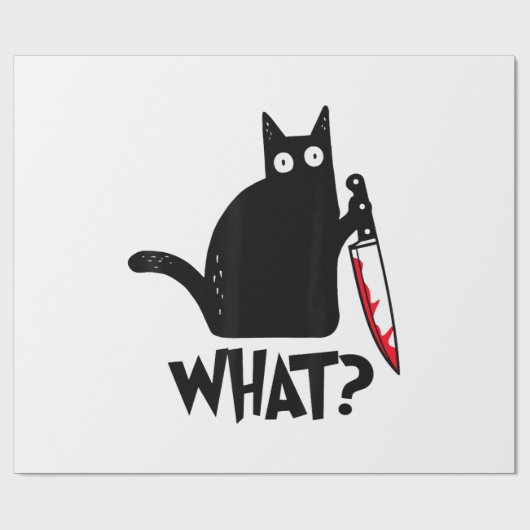 Kat Wat_ Grappige Zwarte Kat Cadeaupapier (Vlak)