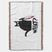 Kat Wat_ Grappige Zwarte Kat Deken (Voorkant Verticaal)