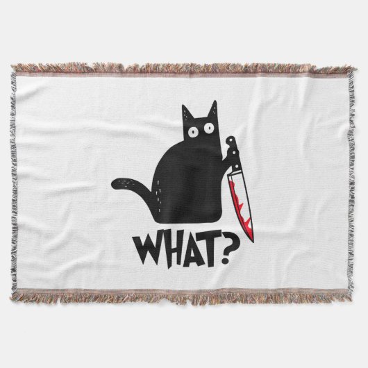 Kat Wat_ Grappige Zwarte Kat Deken (Voorkant)