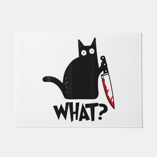 Kat Wat_ Grappige Zwarte Kat Deurmat (Voorkant)