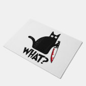 Kat Wat_ Grappige Zwarte Kat Deurmat (Schuin)