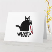 Kat Wat_ Grappige Zwarte Kat  Kaart (Gele Bloem)