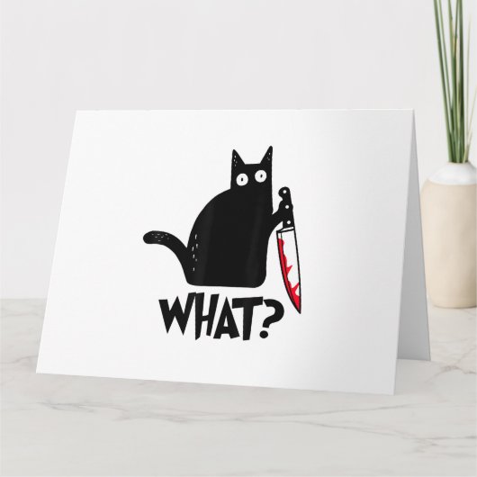 Kat Wat_ Grappige Zwarte Kat  Kaart (Voorkant)