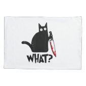 Kat Wat_ Grappige Zwarte Kat Kussensloop (Achterkant)