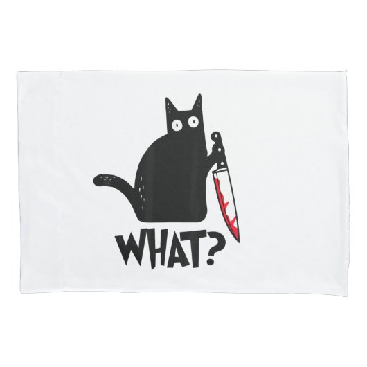 Kat Wat_ Grappige Zwarte Kat Kussensloop (Voorkant)