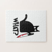 Kat Wat_ Grappige Zwarte Kat Legpuzzel (Horizontaal)