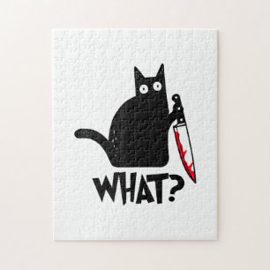Kat Wat_ Grappige Zwarte Kat  Legpuzzel