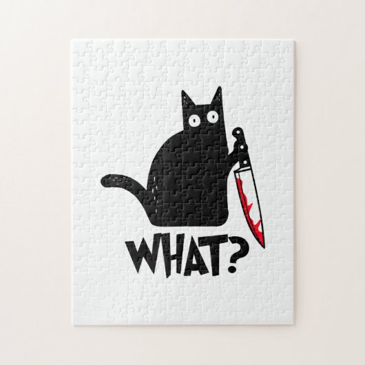 Kat Wat_ Grappige Zwarte Kat Legpuzzel (Verticaal)