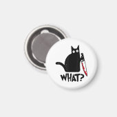 Kat Wat_ Grappige Zwarte Kat Magneet (Voorkant / Achterkant)