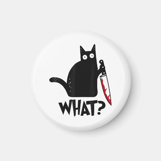 Kat Wat_ Grappige Zwarte Kat Magneet (Voorkant)