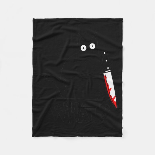 Kat Wat_ Grappige Zwarte Kat Moorddadige Kat Met M Fleece Deken (Voorkant)