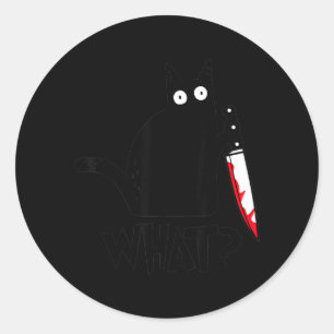 Kat Wat_ Grappige Zwarte Kat Moorddadige Kat met M Ronde Sticker