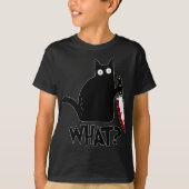 Kat wat grappige zwarte kat, moorddadige kat met n t-shirt (Voorkant)