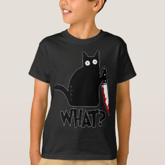 Kat wat grappige zwarte kat, moorddadige kat met n t-shirt