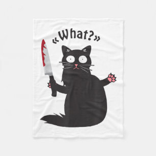 Kat Wat_ Grappige Zwarte Kat Plezier Moorddadige K Fleece Deken