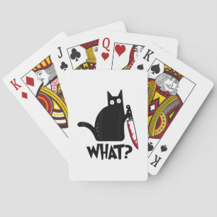 Kat Wat_ Grappige Zwarte Kat Pokerkaarten