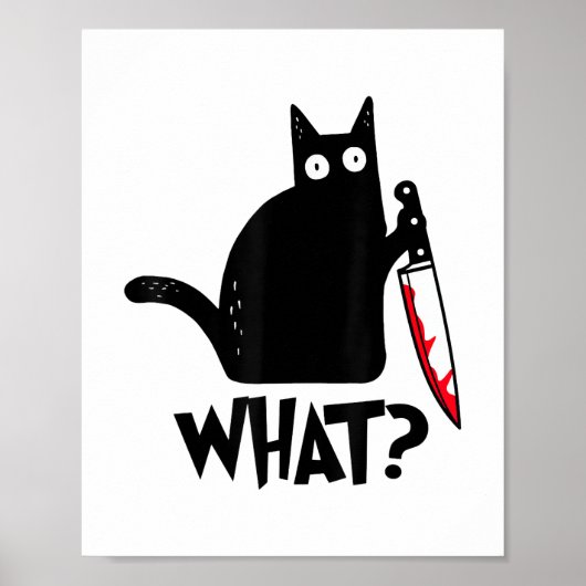 Kat Wat_ Grappige Zwarte Kat Poster (Voorkant)