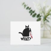 Kat Wat_ Grappige Zwarte Kat RSVP Kaartje (Staand voorkant)
