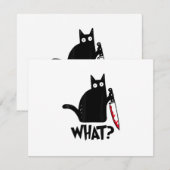 Kat Wat_ Grappige Zwarte Kat RSVP Kaartje (Voorkant / Achterkant)