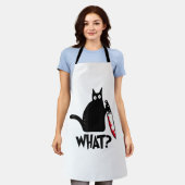 Kat Wat_ Grappige Zwarte Kat  Schort (Gedragen)