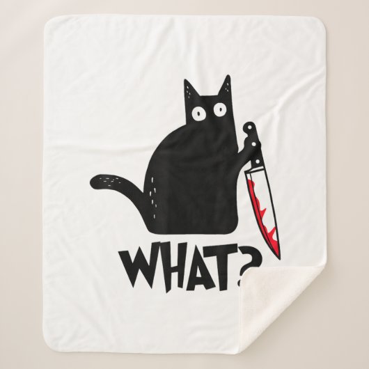 Kat Wat_ Grappige Zwarte Kat  Sherpa Deken (Voorkant)