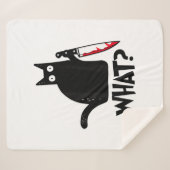 Kat Wat_ Grappige Zwarte Kat  Sherpa Deken (Voorkant (horizontaal))