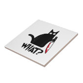 Kat Wat_ Grappige Zwarte Kat Tegeltje (Zijkant)