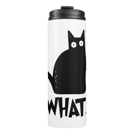 Kat Wat_ Grappige Zwarte Kat Thermosbeker (Voorkant)
