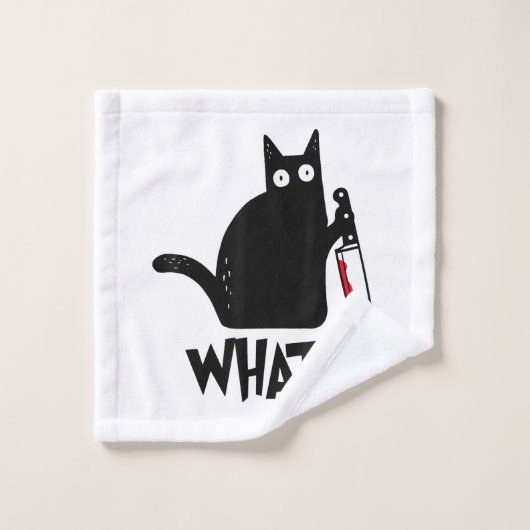Kat Wat_ Grappige Zwarte Kat Washandje (Wasdoekje)