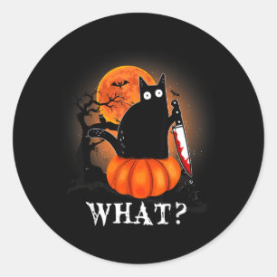 Kat Wat Halloween Griezelen Zwarte Kat Kostuum Ronde Sticker