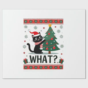 Kat Wat Leuke Zwarte Kat Die Kerstboom Omverduwt L Cadeaupapier