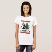 Kat Wat Leuke Zwarte Kat Duwt Kerstboom Lelijk T-shirt (Voorkant volledig)