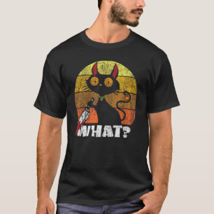 Kat Wat Leuke Zwarte Kat Met Mes Humoristische Hal T-shirt